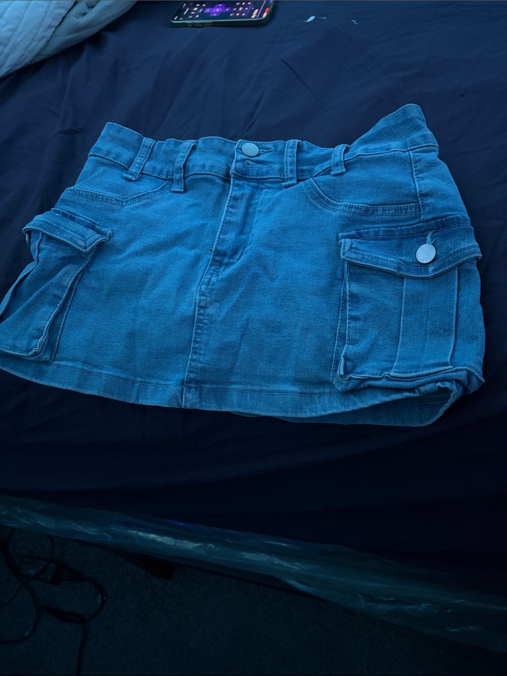 SHEIN Blue Denim Cargo Mini Skort